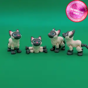 Siamese Cat Figurine Flexible Miniature Figurine