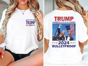 Bulletproof Shirt, Never Serrender Shirt, MAGA Shirt, Not Today Shirt, Fight For America Shirt, Vote 2024 Shirt, 2024 Election Shirts, You Missed Shirt, Unisex Presidential Election Tees