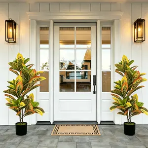 35in Artificial Croton Plant - Realistic Fake Tropical Tree with Colorful Leaves, Low Maintenance Faux Plant for Home Office Decor, No Watering Needed,Suitable For Indoor And Outdoor Porch Decoration.
