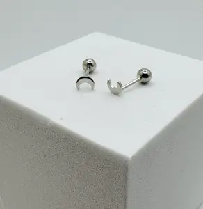 Petite Silver Moon Stud Earrings