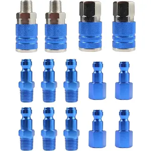 Type C Air Fittings Connect Automotive Air Plug & Coupler Set 14 count Air Hose Fittings for Air Compressor Fittings Kit  T/Auto Air Fitting Set