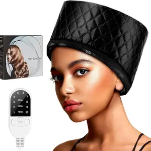 Home Temperature Control Heating Cap Hair Bonnet Dryer, Salon Grade Oil Treatment Deep Nourishment Spa Tool, Head Wrap Steam Hair Mask Hat, Three Heat Settings Adjustable Heat Settings
