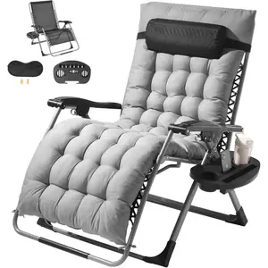 VEVOR Zero Gravity Chair, 26 inch Zero Gravity Recliner Lounge Chair for Indoor and Outdoor, Adjustable Anti Gravity Chair with Cushion, Headrest, Footrest, and Cupholder, 500 lbs, GrayVEVOR Super Brand Day