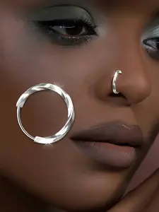 [Silver | Hypoallergenic] Hypoallergenic S925 Sterling Silver 1pc Nose Ring for Women Nose Piercing Jewelry | Simple Vacation Style, Daily & Festival Wear, Valentine's Day Gift, All-Season Accessory
