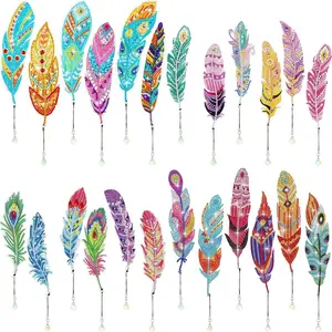 6-piece DIY bookmark Diamond Art Dot Diamond Crystal Book Notes Diamond Painting Bookmark Kit Feather Bookmark for reading lover #HUZ