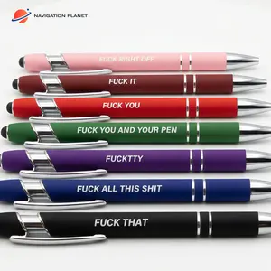 All the F Word Pens – 7-Pack Soft-Touch Ballpoint Set, Black Ink, Assorted Colors, Funny Offensive Sayings, NSFW Office Humor Novelty Gag Gift