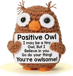 Father's Day Gift Inspirational Owl - Emotional Support Crochet Dolls Positive Crochet Animals Gifts Handmade Emotional Support Plush for Anxiety & Stress Relief Crochet Pluhies Desk Decor