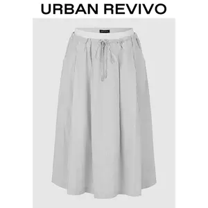URBAN REVIVO Women's Striped A-Line Mid-Length Skirt - Elegant Everyday Clothes for Girls, 2025 Versatile Casual Bottom Piece (Pair with Tops), UWH550060