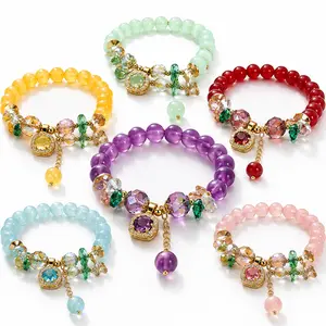 Bracelet Gold Purple Yellow Red Green Blue Pink Crystal Sparkling Elegant Lightweight Comfortable Versatile Feminine Summer Gift for Women Girls Daily Wear Special Occasion Perfect Accessory