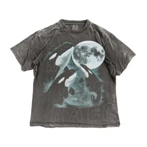 Orca Whale Shirt, Vintage 90s Graphic Tee for Men Women, Retro Killer Whale Moon Shirt, Celestial, Ocean Wildlife Lover Gift, Comfort Colors