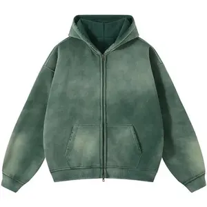 Men's Oversized Hoodies Vintage Hoodies Zip Up Acid Wash Sweatshirt for Men Heavyweight