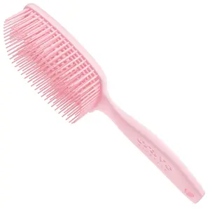 FLEX DMC Detangling Brush for Thick & Curly Hair - Glide Thru Detangling Brush - Flexible Detangler Hairbrush Square Paddle - PINK