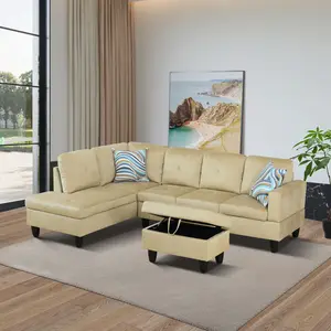 3-Piece Beige Microfiber Living Room Sofa Set, Stylish Durable Couch for Home & Small Spaces