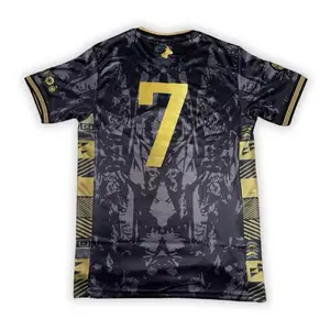 CR 7 Soccer Jersey, Black Gold GOAT Special Edition Kit, CR7 Portugal Fan Apparel, Men Football Shirt Gift