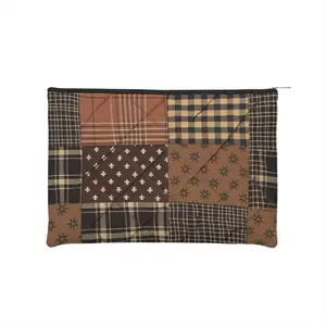 Brown Toned Plaid Patchwork Makeup Bag, Star Shaped Floral Storage Bag, Outdoor Travel Grooming Handbag, Women's Makeup Bag, Travel Makeup Bag
