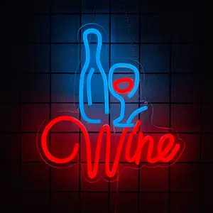 Red Wine Neon Signs Bar Neon Signs Decor LED Christmas Sign Lights Atmosphere Lighting with USB Cable Wine Lovers Gifts Party Decoration Signs for Home Bar Club Decor