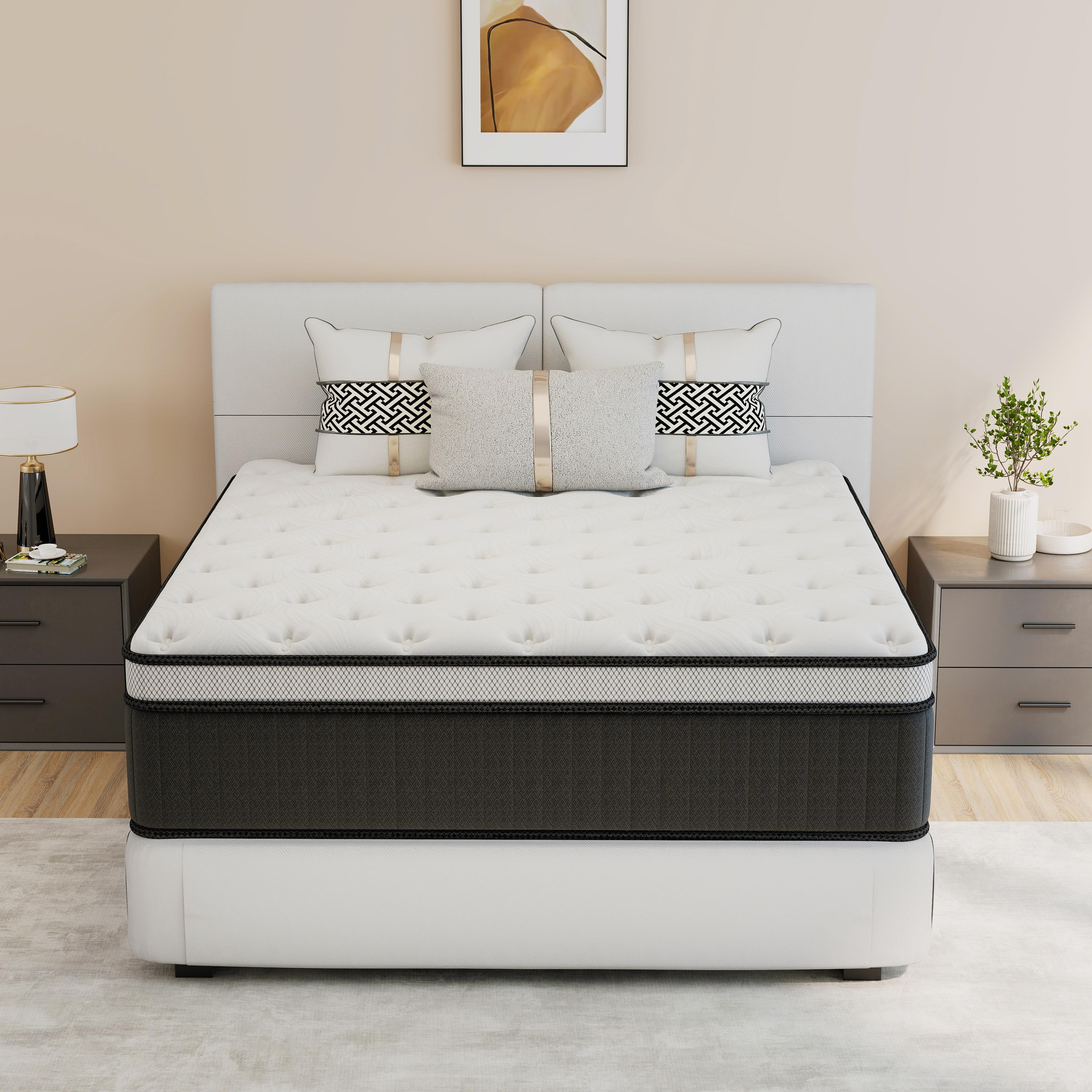 12/14 Inch Twin Full Queen King Hybrid Mattress Memory Foam & Innerspring Medium Firm Lumbar Support Ergonomic Design For Home Bedroom Hotel Modern Furniture, Mother's Day Gifts