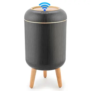 Pukomc Mother's Day Bathroom Trash Can 3.2 Gallon Narrow Trash Can with Lid, Innovative Press-Up Lid, Water-Resistant, Rectangular Plastic Garbage Can,Black