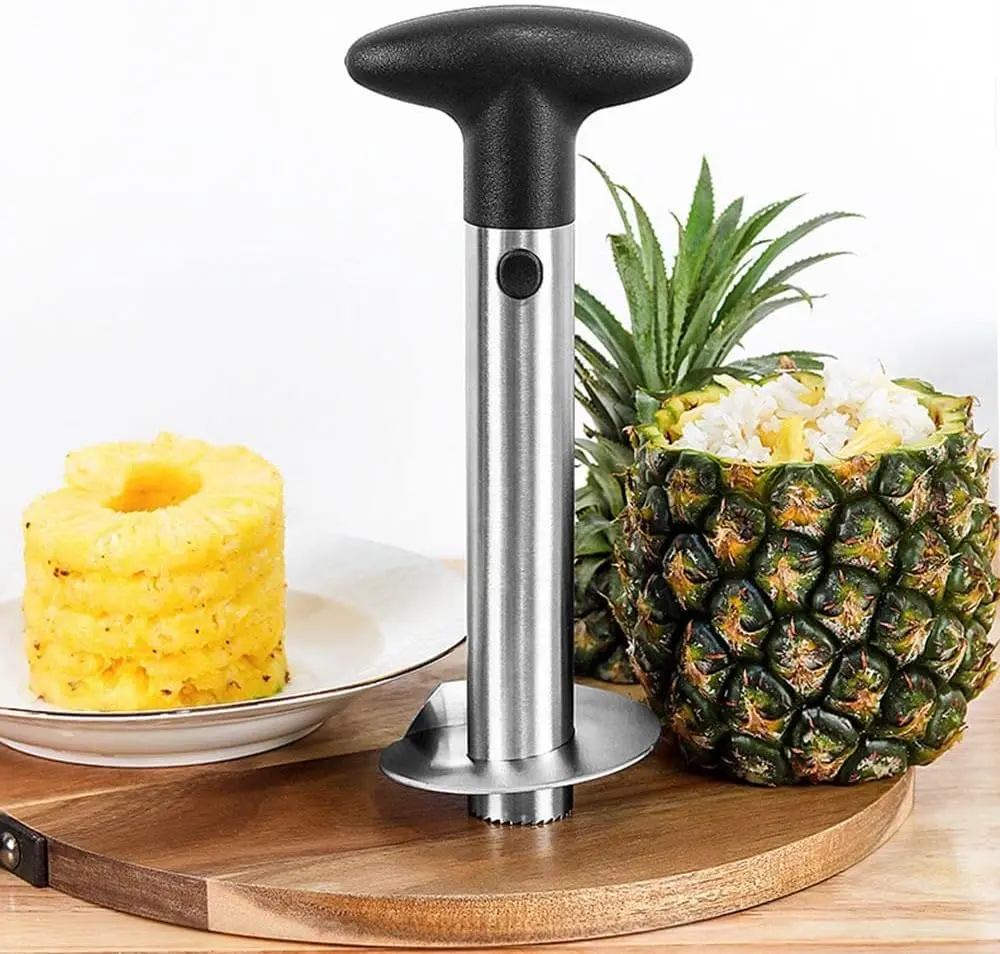 Stainless Steel Pineapple Corer - Detachable Handle Fruit Tool, Kitchen Vegetable Slicer, Fruit Removal Corers, 1-Year Warranty, Recipe eBook, Durable Multi-Purpose Kitchen Utensil