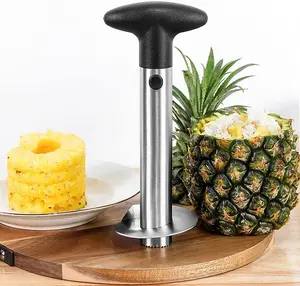 Stainless Steel Pineapple Corer with Recipe eBook One Year Warranty Core Remover Tool Detachable Handle Fast Easy Fruit Cutter Peeler Corer Slicer Durable Multi-Purpose Kitchen Tool