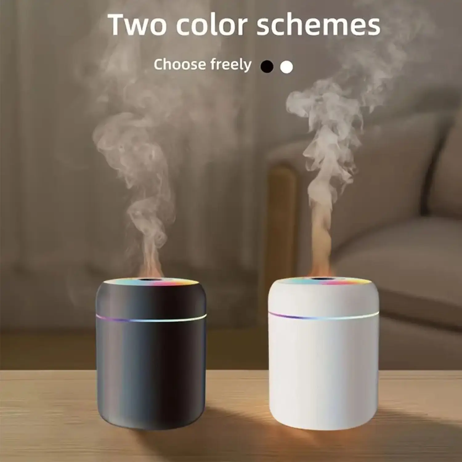 USB Powered Humidifier, Aroma Diffuser - LED Flashing Light, with Charging Cable, Suitable for Car, Dormitory, Bedroom, Living Room, Office Use, Humid