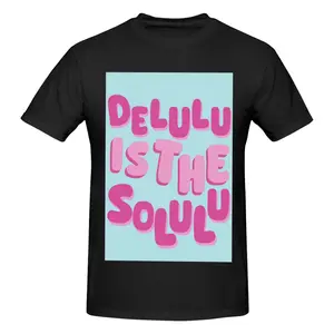【Type Rebel】"DELULU IS THE SOLULU" Vintage American Letter Print T-Shirt | Unisex Heavyweight Cotton Oversized Tee