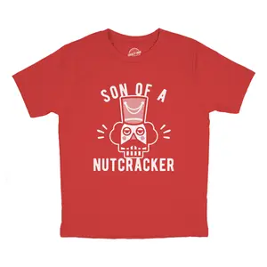 Youth Son Of A Nutcracker T Shirt Funny Christmas Holiday Spirit Graphic Tee Funny T Shirts Christmas Tops for Kid Novelty Tees for Kids Red
