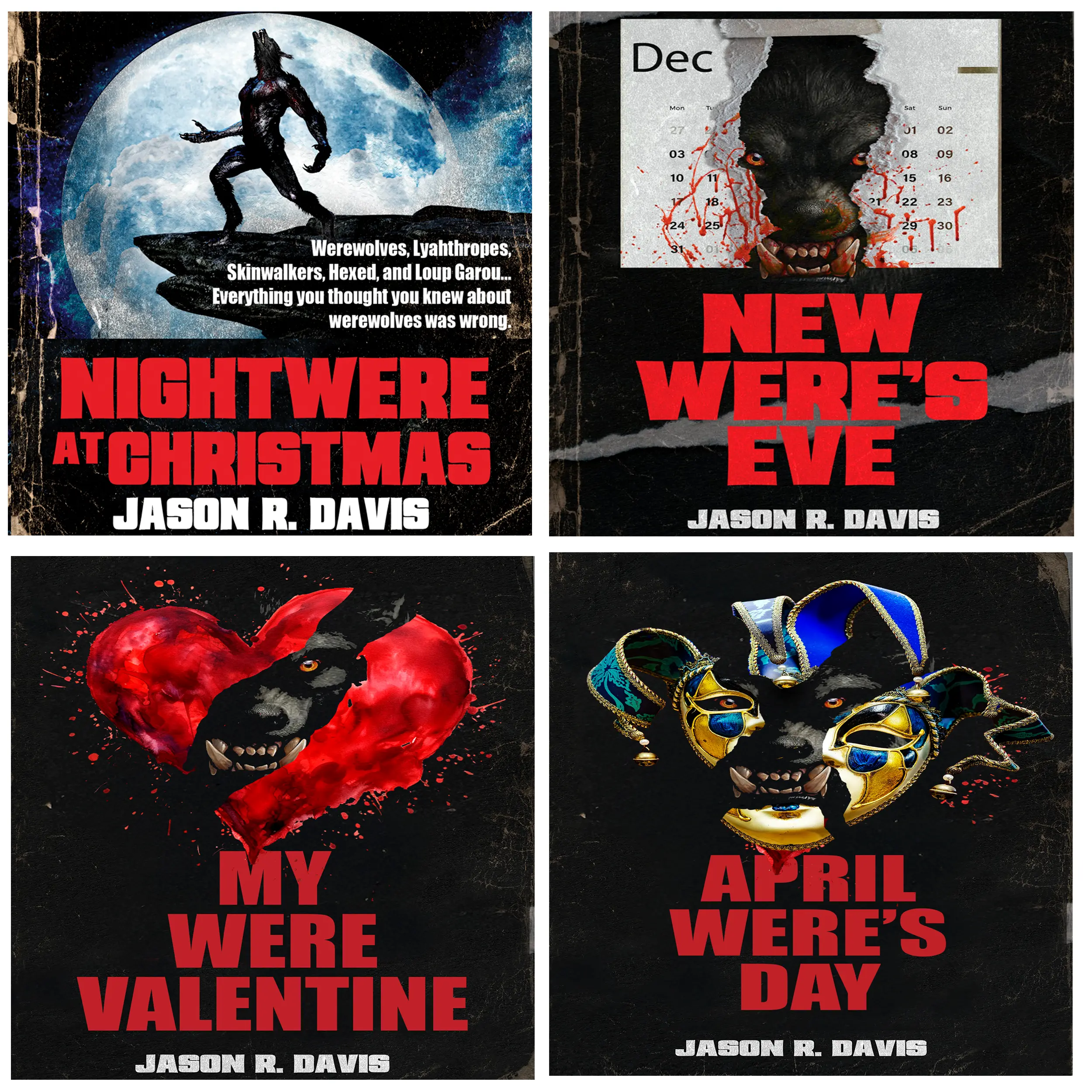 The NightWere 4 book pack - the first 4 books in the NightWere series. NightWere at Christmas, New Were's Eve, My Were Valentine, April Were's Day paperback book set
