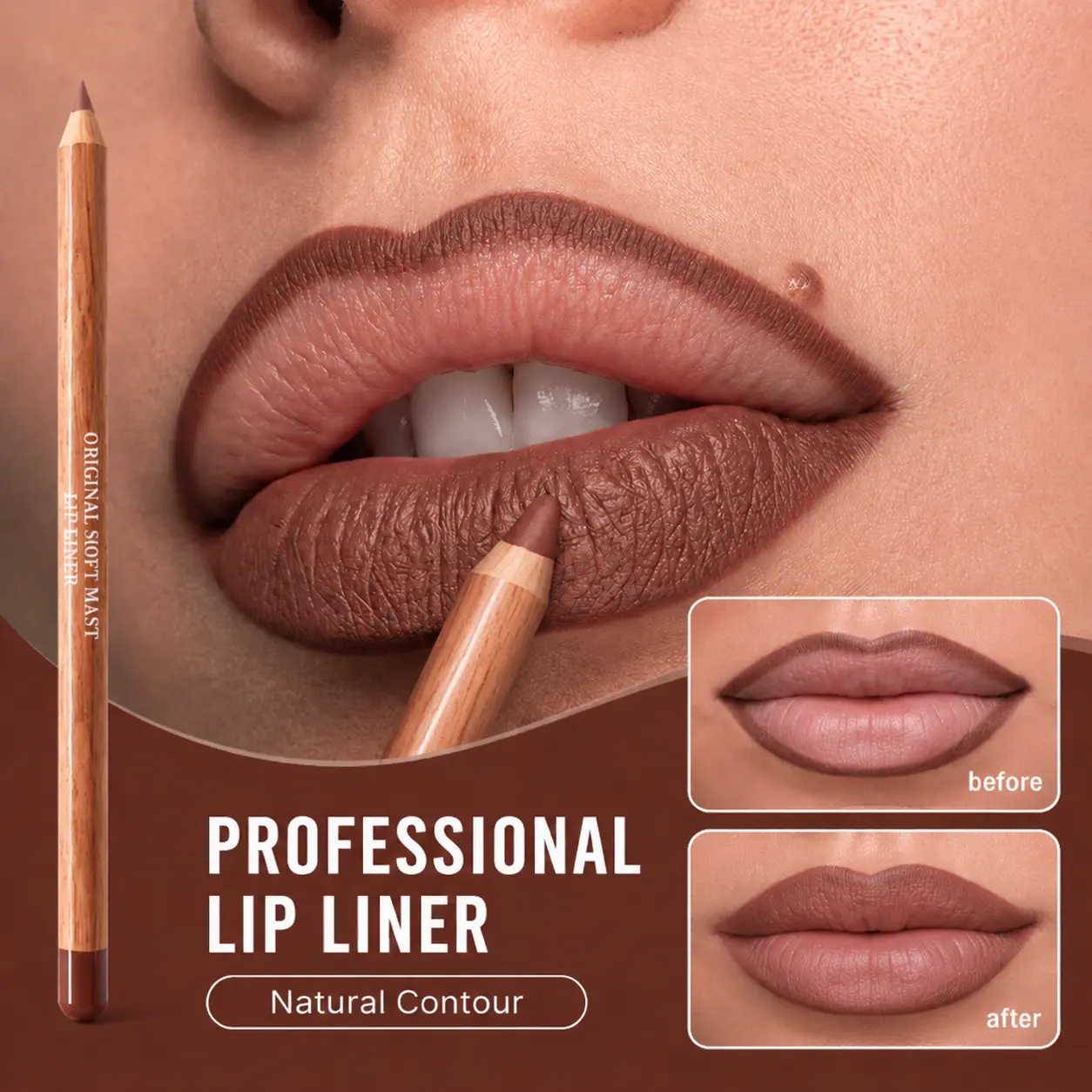 2pcs Creamy Lip Liner Set – Semi-Matte, Waterproof, Smudge-Proof & Long-Lasting, Hydrating & Easy-to-Apply, Suitable for All Skin Types