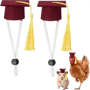 2 Pcs Pet Graduation Caps Mini Bachelor Hats with Tassel for Small Animal Guinea Pigs Hedgehog Bird Turtles Hamster Photo Props Graduation Festival Holiday Party Accessory(Wine Red Gold)