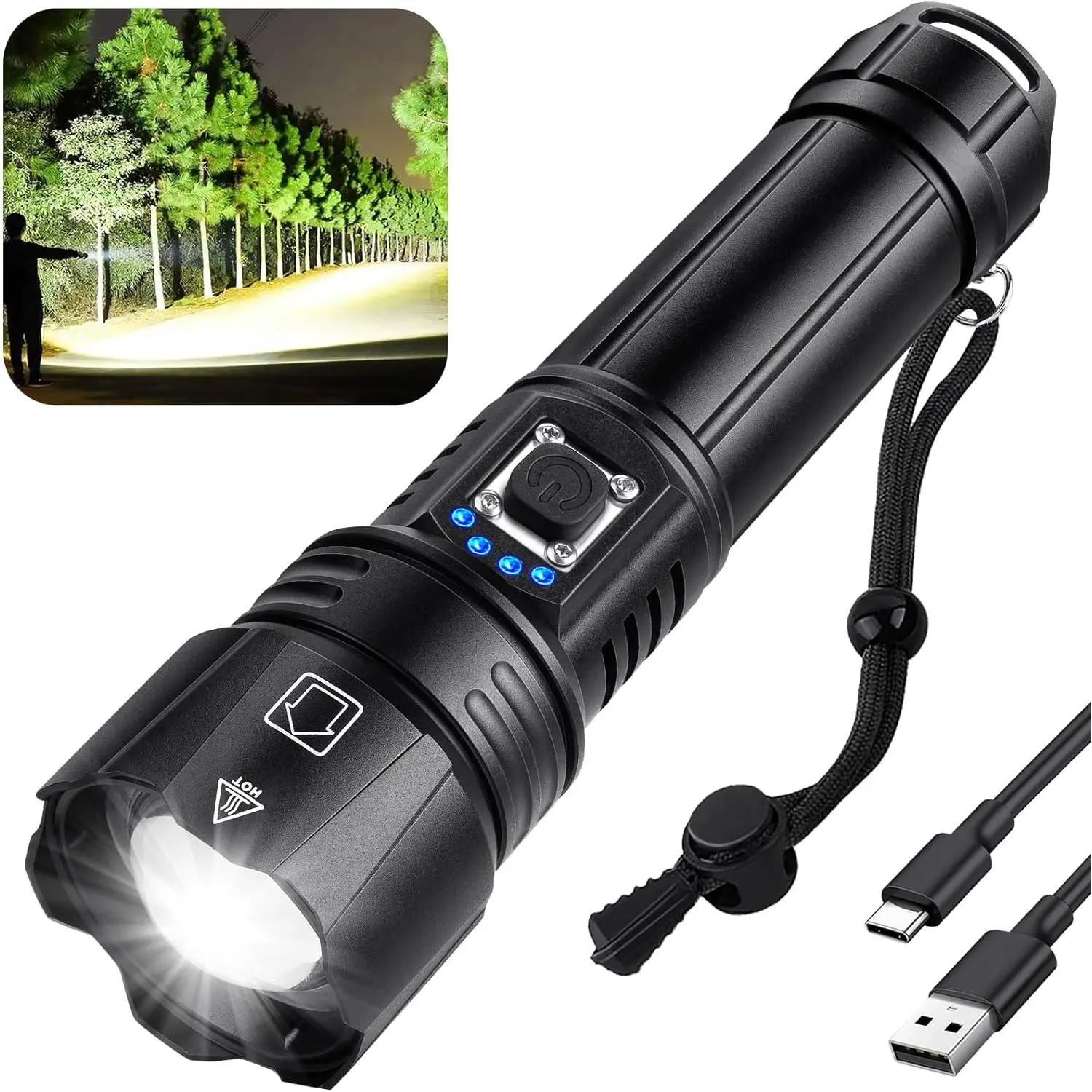 Rechargeable Flashlights High , 990,000 Lumen Brightest Led Flashlight with 5 Modes & 12H Long Runtime, Powerful Waterproof Handheld Flash Light, Super Bright Flashlight for Home, Camping