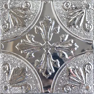 Silver Fleur Peel and Stick Metal Tiles – 10 Pack