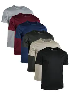 Men's Quick-Dry Breathable 6-Pack Solid Color T-Shirts Round Neck Short Sleeve, Lightweight Comfortable Summer Sports Tops, Athletic Sports Clothing