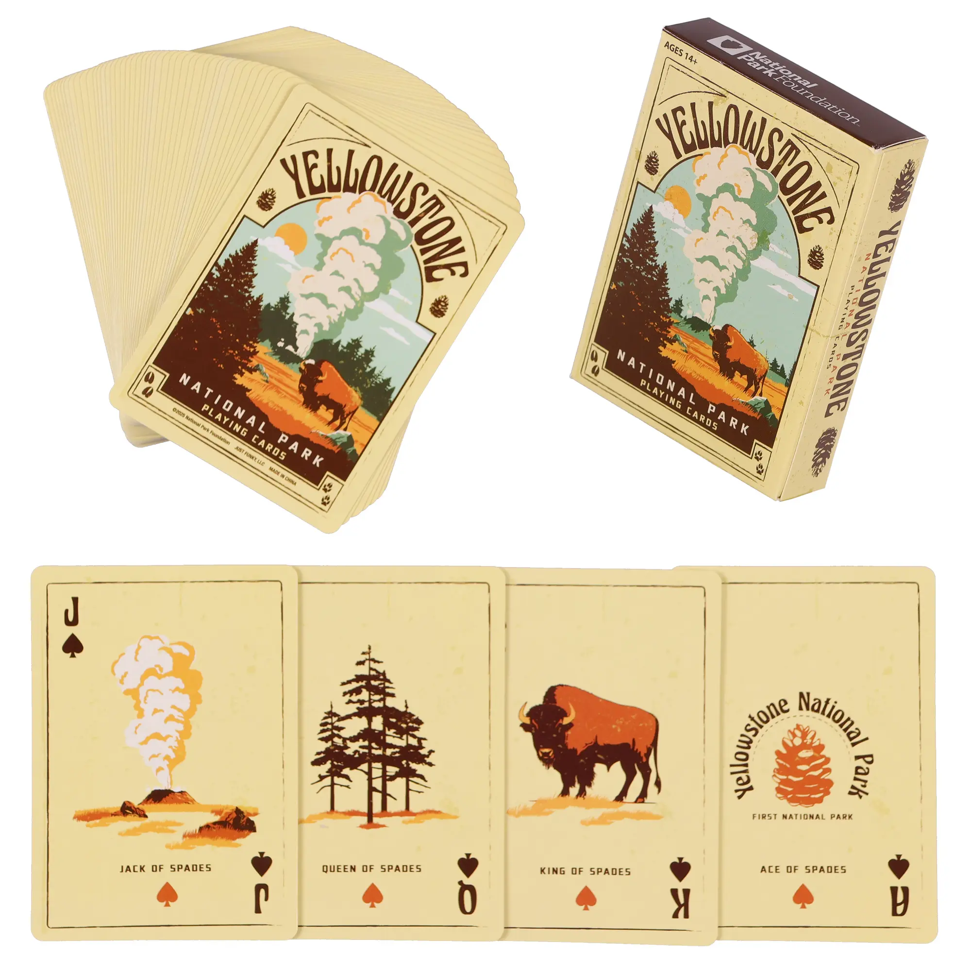 Yellowstone National Park Themed Playing Cards, 52-Count Multi-Game Standard Deck, Pre-Printed Cardstock for Game Night, Multi-Game Standard Playing Card Decks