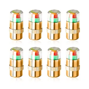8pcs 2.4Bar 36PSI Tire Pressure Monitor Valve Stem Caps，3 Color Eye Alert Tire Pressure Sensor Indicato，for Cars,Motorcycles,Bicycles (Gold )