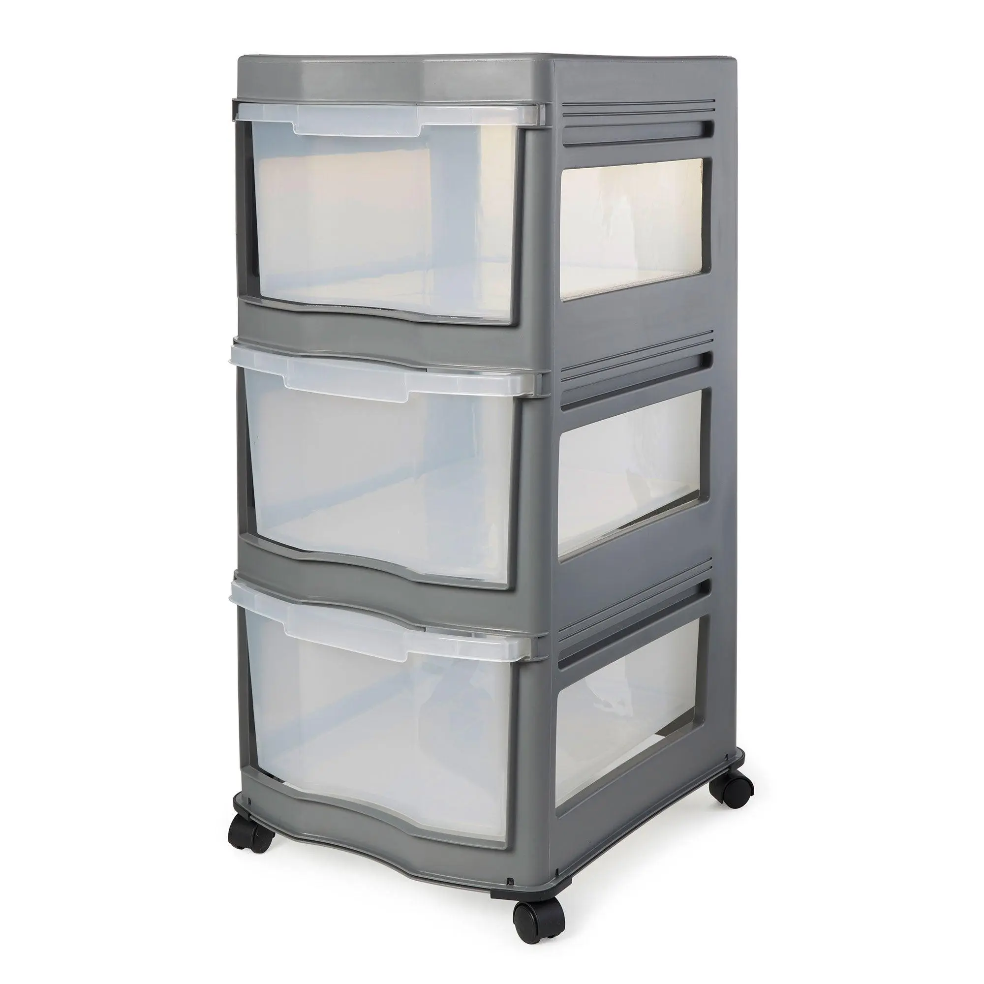 Life Story Classic Gray 3 Shelf Storage Container Organizer Plastic Drawers Boxes Decor