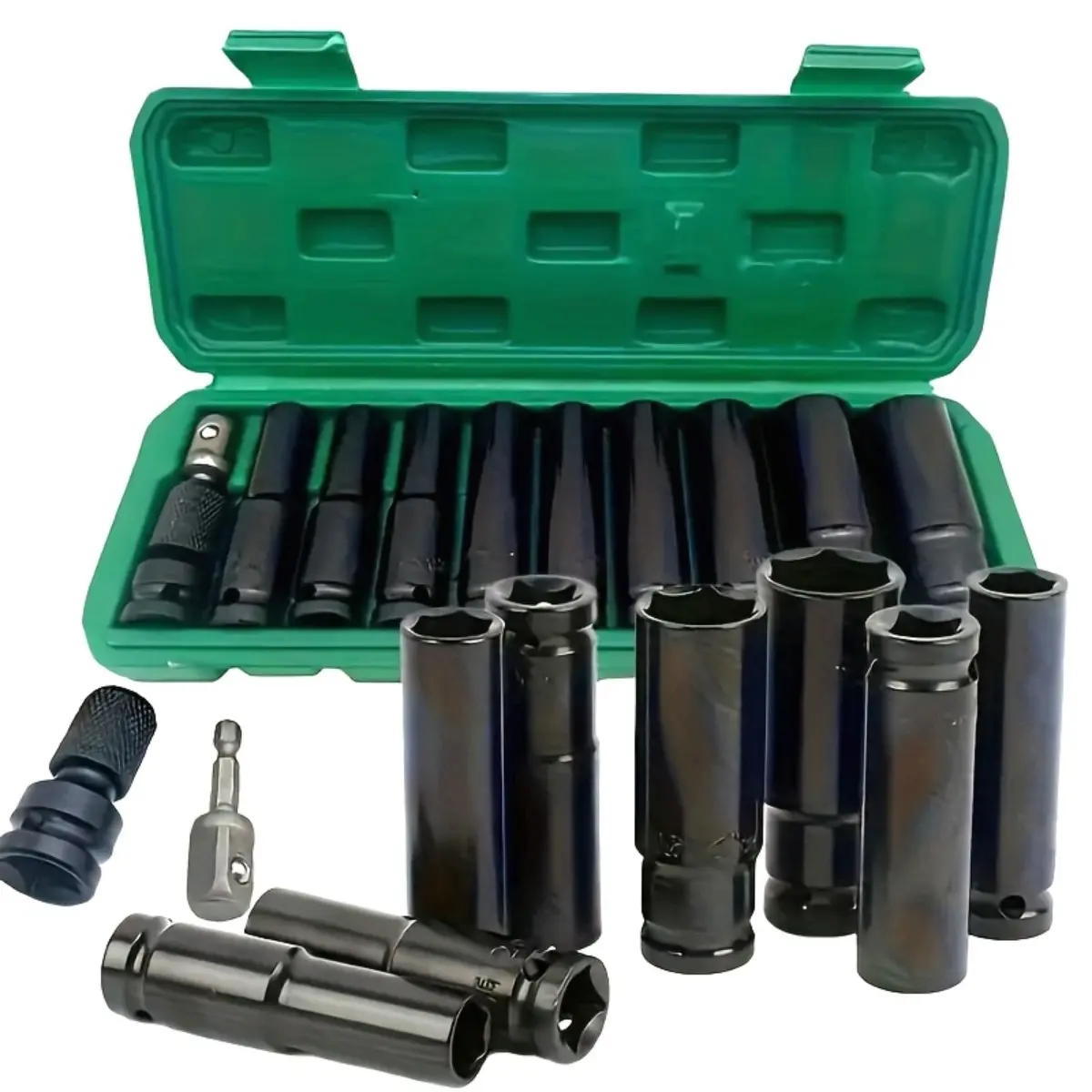11PCS Impact Socket Wrench Set, 1/2 Inch Drive Hex Socket Tools 10-24mm with Adapter, Ideal for Automotive Repair and Disassembly, Includes Portable Storage Box, Impact Sockets Set