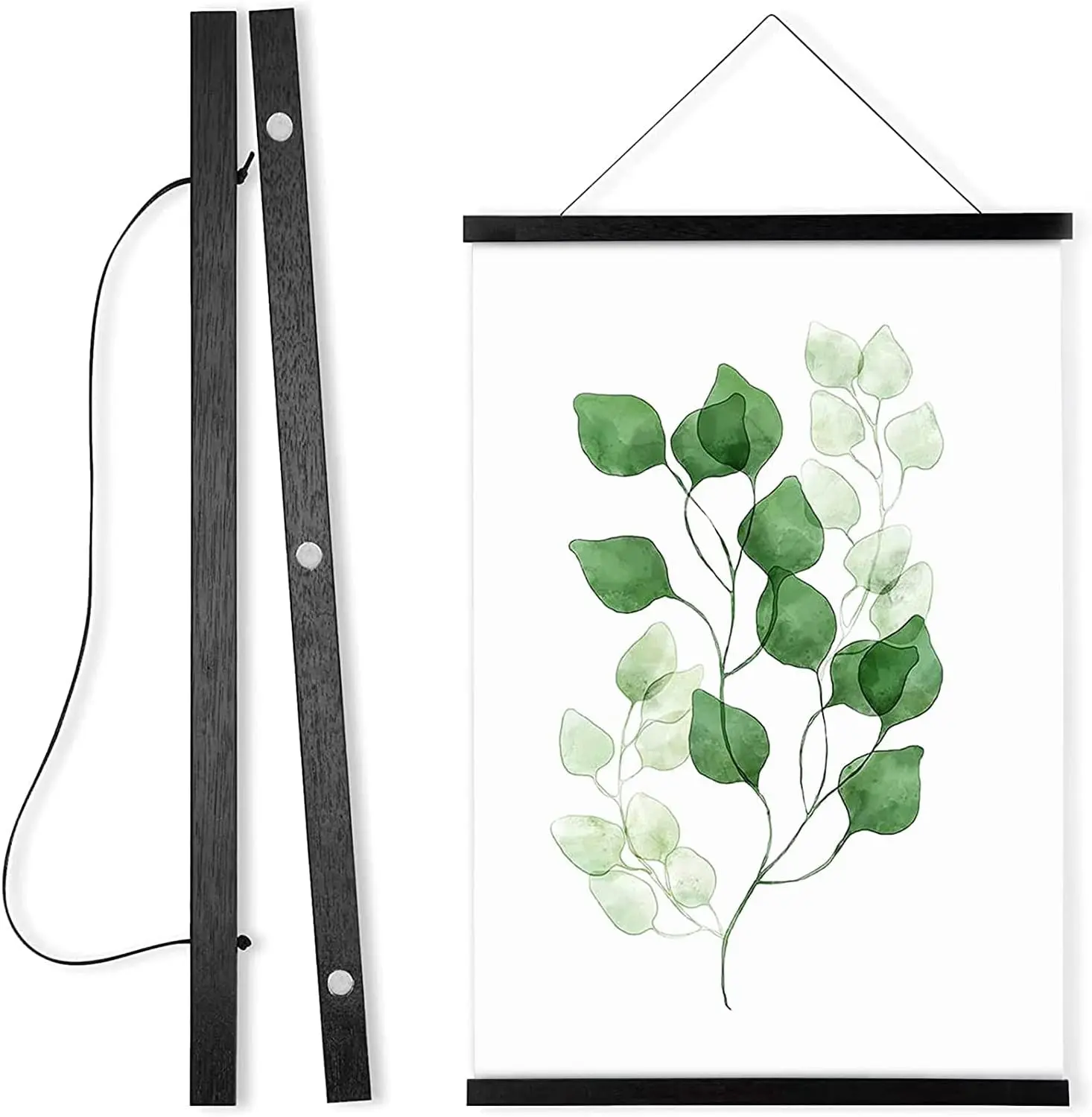 2Pcs 12in Wood Magnetic Poster Hanger Frame, Black - Fits 12x16,12x18,12x36 Artwork, Canvas - Home Improvement Decor Hanging Solution, Ideal Gift for Wall Displays