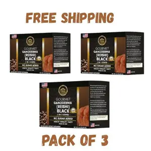 Eternal Gourmet Ganoderma (REISHI) Black Coffee 2 in 1 Made in USA Cafe Negro con Ganoderma Eternal Beverage Nata de ganoderma (Pack of 3)