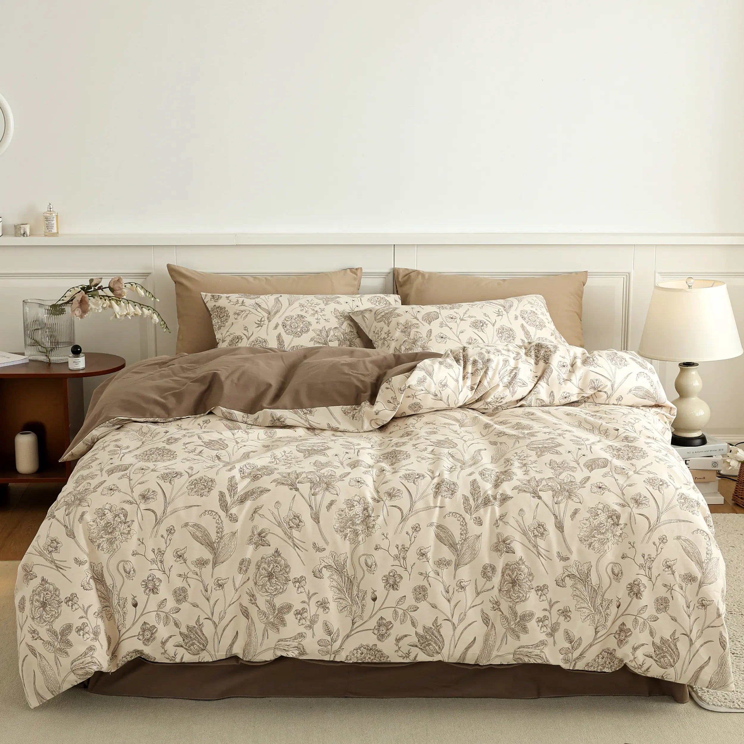 BISELINA 100% Cotton Reversible Brushed Floral Duvet Cover Set Breathable Large Flower Print Comforter Set King Queen Size Bed Set Quilt Bedding ,3-Piece Duvet Cover Set - including1 Comforter Cover and 2 Pillow Shams #tiktokshopsummersale