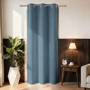 Closet Curtains for Doorway Blackout Door Curtain for Living Room Grommet Room Darkening Curtain for Bedroom Thermal Insulated Dusty Blue Curtain, 1 Curtain Panel