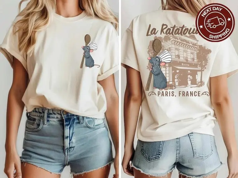 Little Chef Remy T-Shirt, Remy Gusteau's Shirt, Ratatouille Paris France Shirt Comfortable Top Womenswear