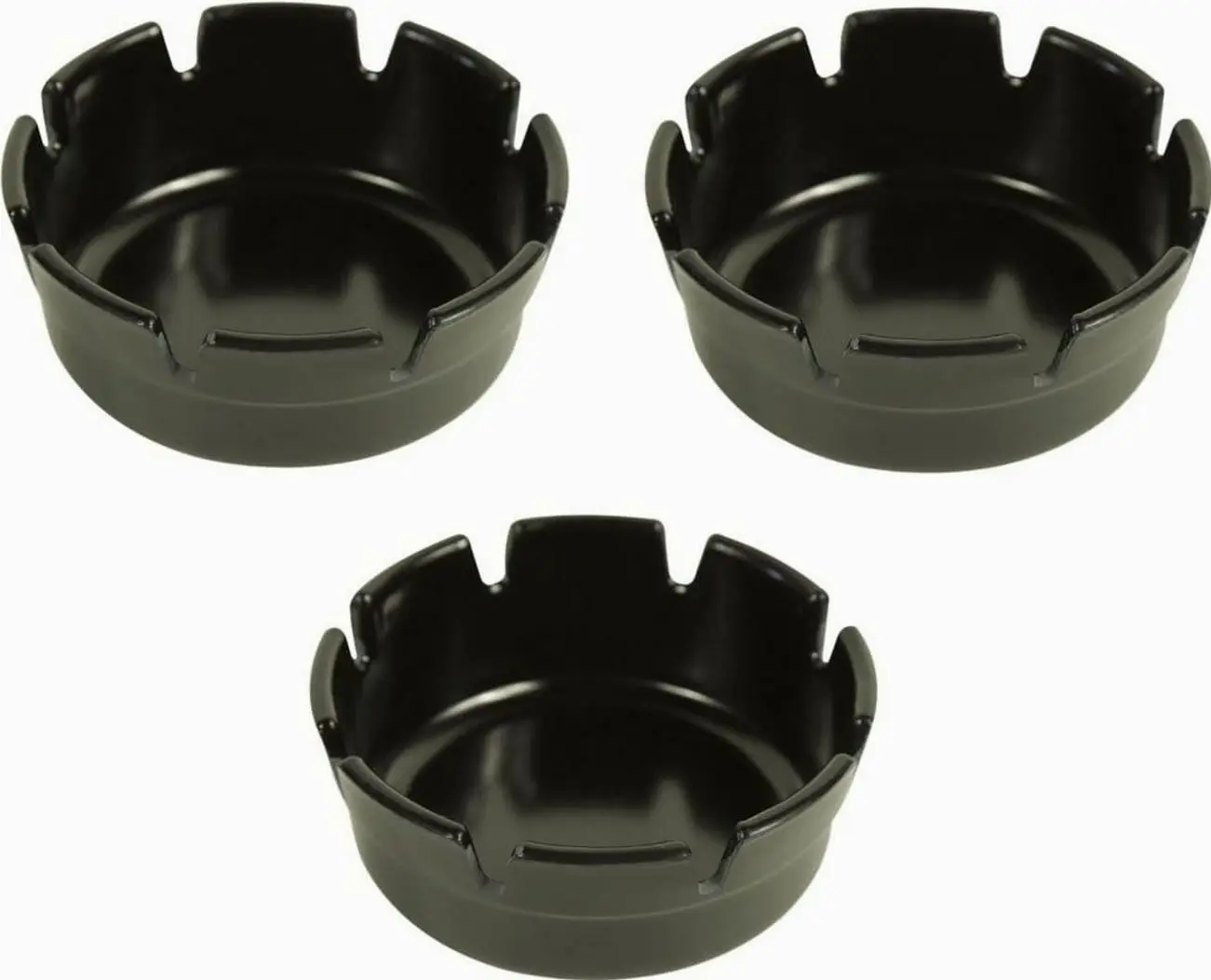 Set of Three Black Plastic Ashtrays-Deep Well-Resturant/ Bar-4"Diameter
