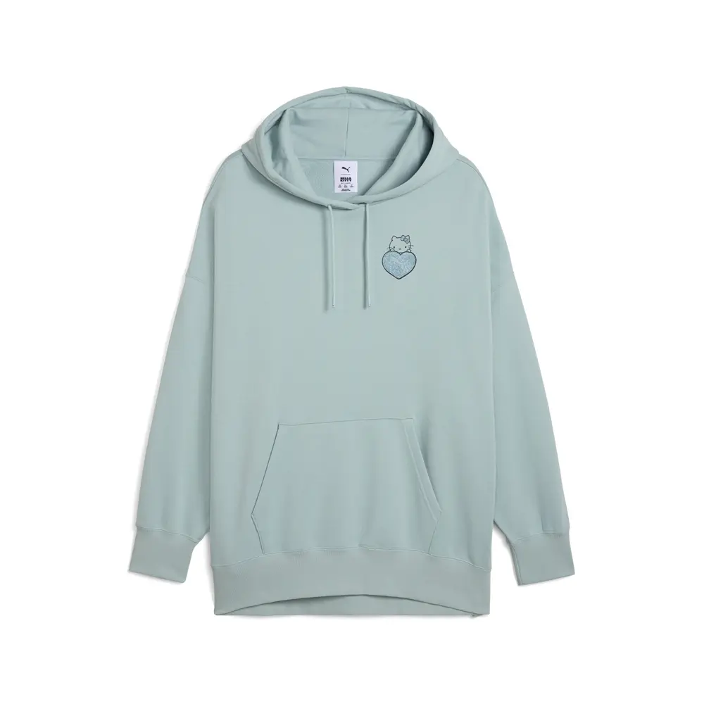 PUMA Womens X Hello Kitty Graphic Oversized Hoodie Casual Outerwear Casual - Green PUMA Womens X Hello Kitty Graphic Oversized Hoodie Casual Outerwear Casual - Green