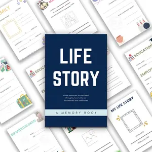 Guided Life Story Memoir Notebook, Elder Memory Journal, Family Recollection Book, Personal Growth Scrapbook, Multi-Dimensional Recall Album