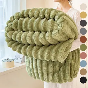 Comfortable Ultra-Soft Thick Pure Color Microfiber Throw Blanket, Classic Elegant Design, Warm and Durable, Relieves Stress Anxiety, Relaxation, Multiple Sizes