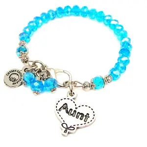 Aunt Quilted Heart Splash Of Color Crystal Bracelet