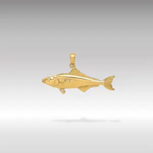 14K Gold 3D Large Polished Cobia Fish Pendant