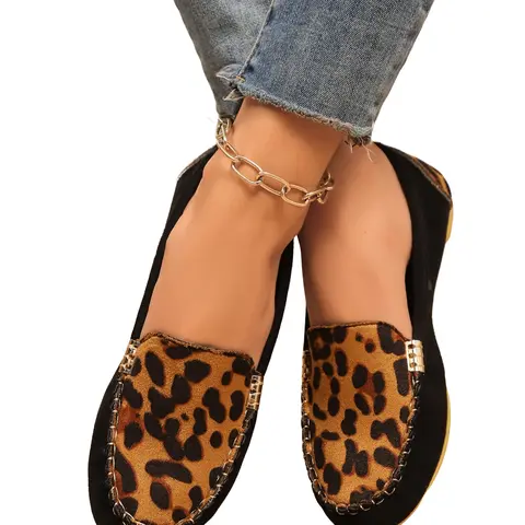 New Leopard Patchwork Suede Sneakers, Slip-On Style Casual Trendy Flat, Breathable Comfortable Women's Shoes for Work, Travel & Daily Wear, Casual Slip Ons
