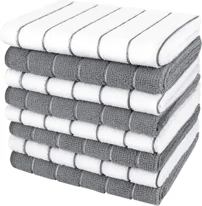 8-Pack Super Absorbent Household Kitchen Towels Set, 12x12 in Dish Cloths for Cleaning, Drying